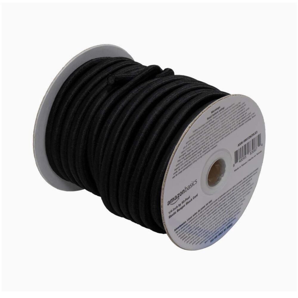 Amazon Basics 1/4-Inch by 50-Feet Elastic Bungee Shock Cord Black